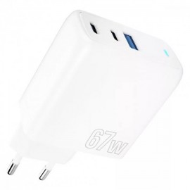 Мережевий зарядний пристрій Proove Shot GaN 67W 2Type-C + USB white
