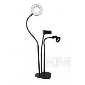 Лампа кільцева LED 9 см настільна з власником + затиск для мікрофона Black
